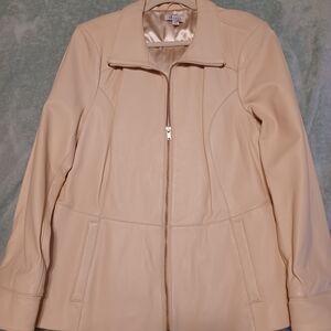 Denim&Co Women's Beige Leather Jacket